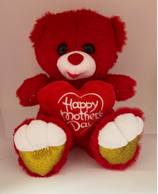 Red Happy Mothers Day plushie bear