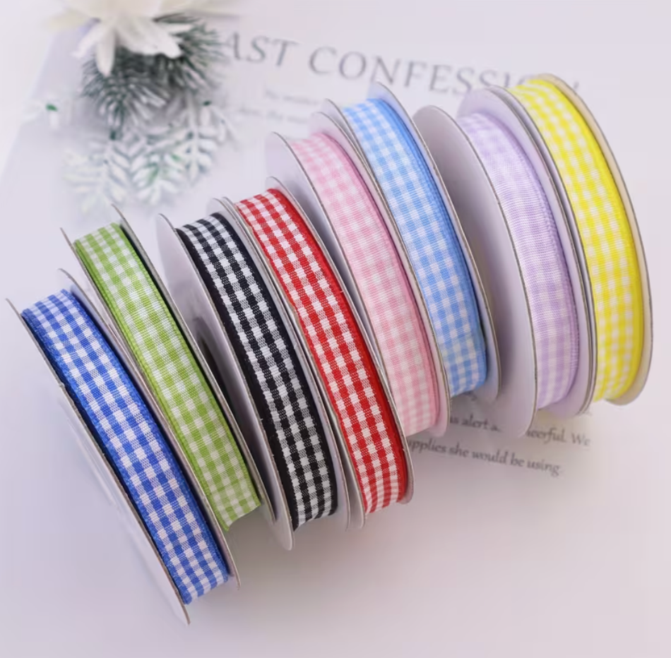 Checkered Ribbon 1.5cm x 50yds