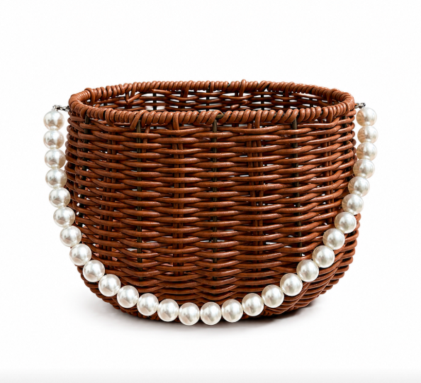Flower basket with pearl handle
