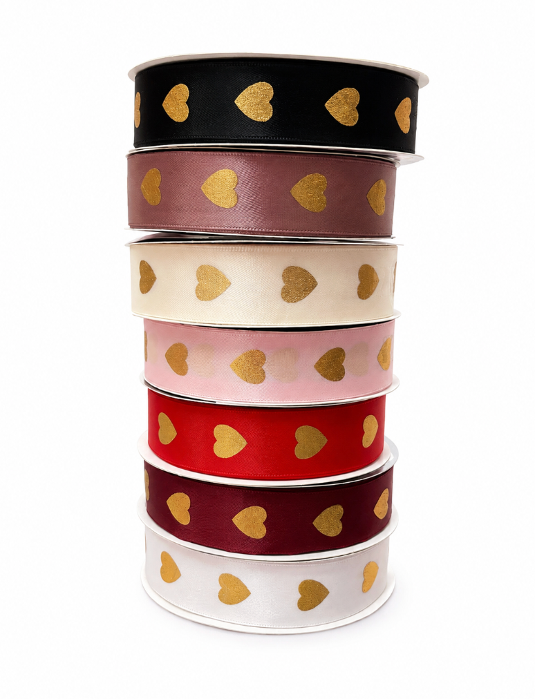 1" Inch Ribbon Heart Design 36yds