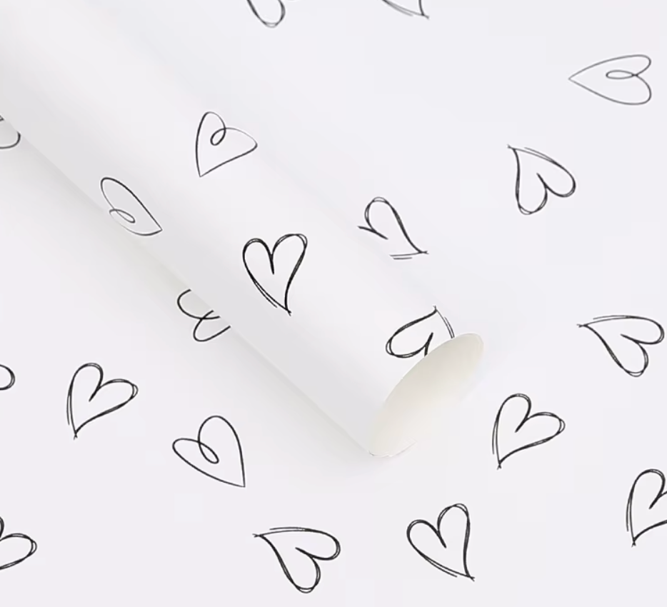 Printed Hearts  Red Wrapping Paper (20ct)