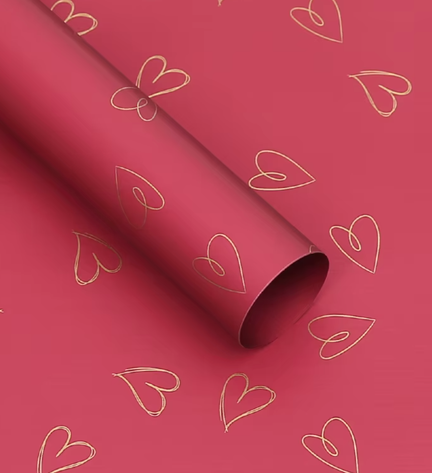 Printed Hearts  Red Wrapping Paper (20ct)