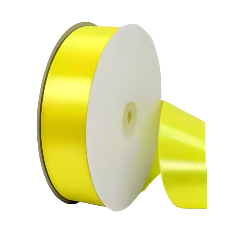 1 1/2" Lemon  Ribbon single face Satin 100 Yds