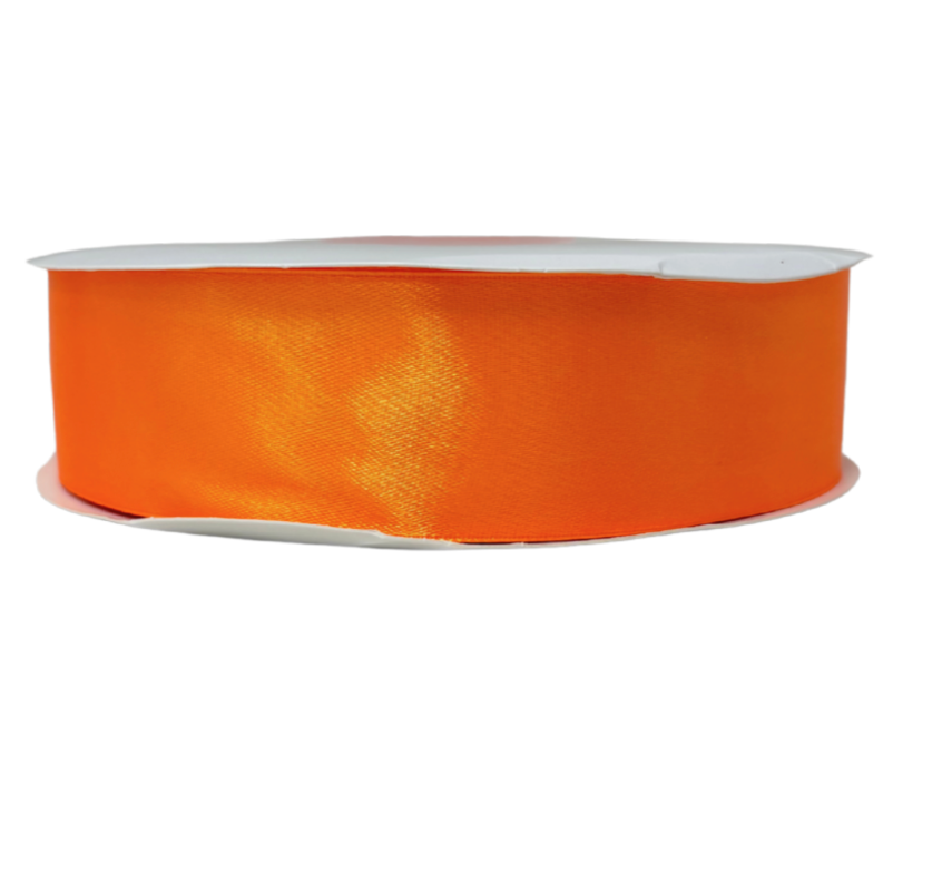 1 1/2" Orange  Ribbon single face Satin 100 Yds