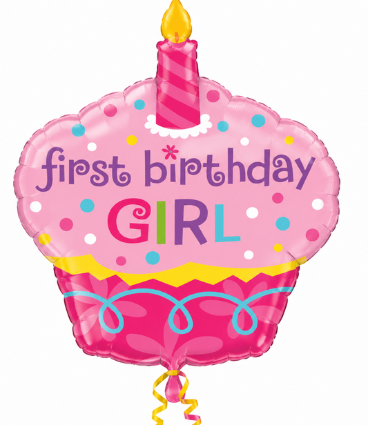 Foil first Birthday Girl 36" x 29"