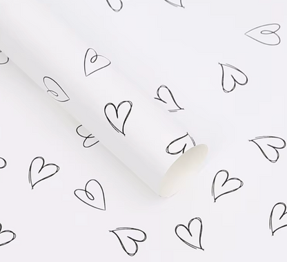 Printed Hearts  Red Wrapping Paper (20ct)