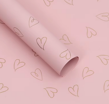 Printed Hearts  Red Wrapping Paper (20ct)