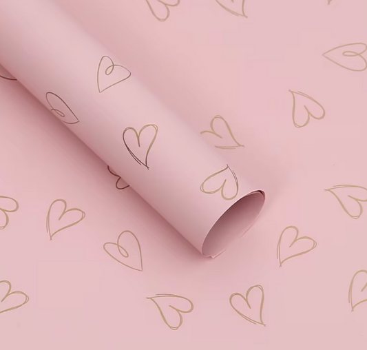 Printed Hearts  Red Wrapping Paper (20ct)