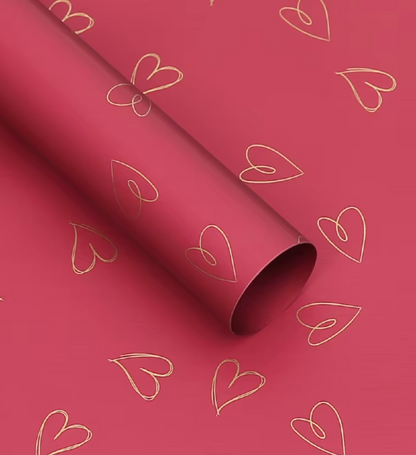 Printed Hearts  Red Wrapping Paper (20ct)